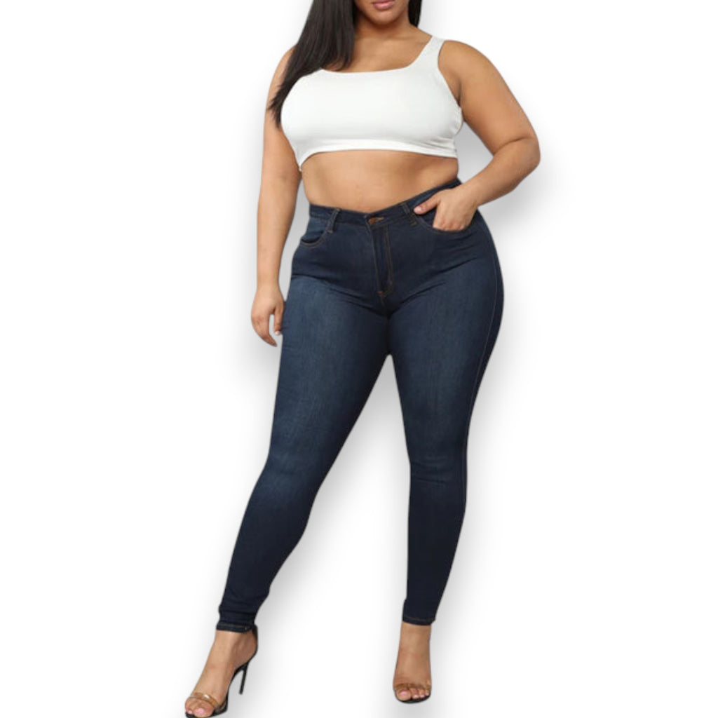 Pantaloni Skinny in Denim Elasticizzato Taglie Comode - Etnicool