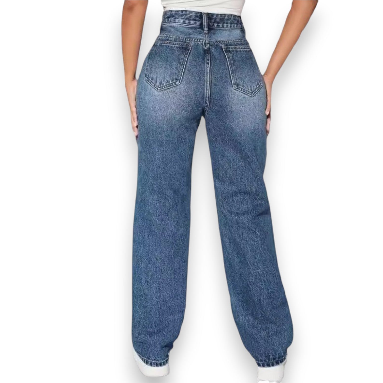 Jeans Rasgados de Pierna Recta
