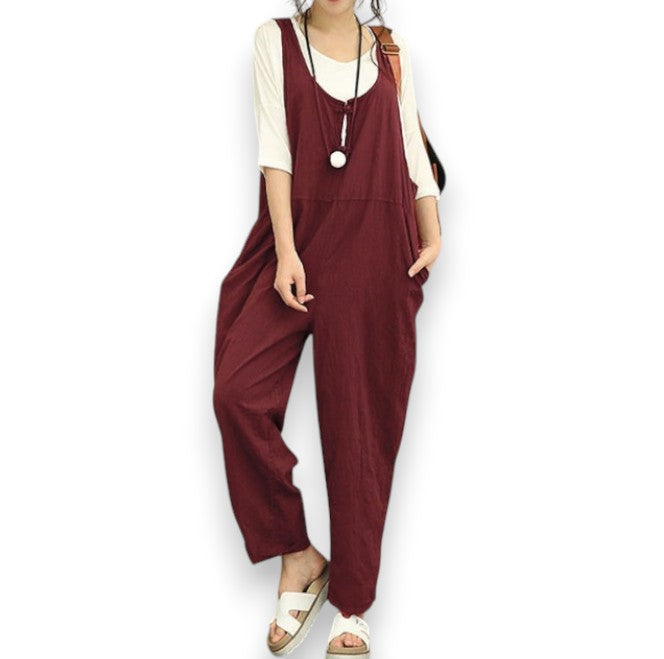 Pantaloni Casual Larghi con Bretelle - Etnicool