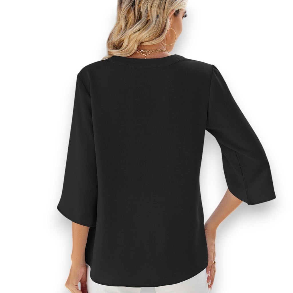 Camicia con Collo a V e Bottoni - Etnicool