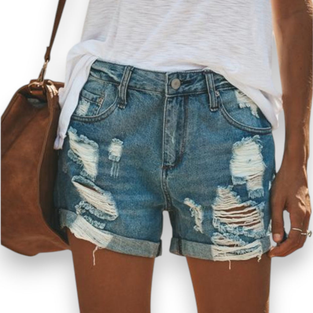 Shorts in Denim Strappati - Etnicool