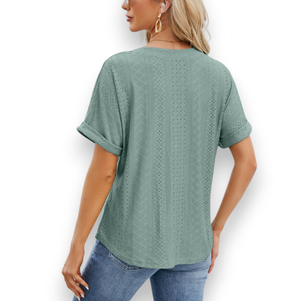 T-shirt a Maniche Corte con Collo a V - Etnicool