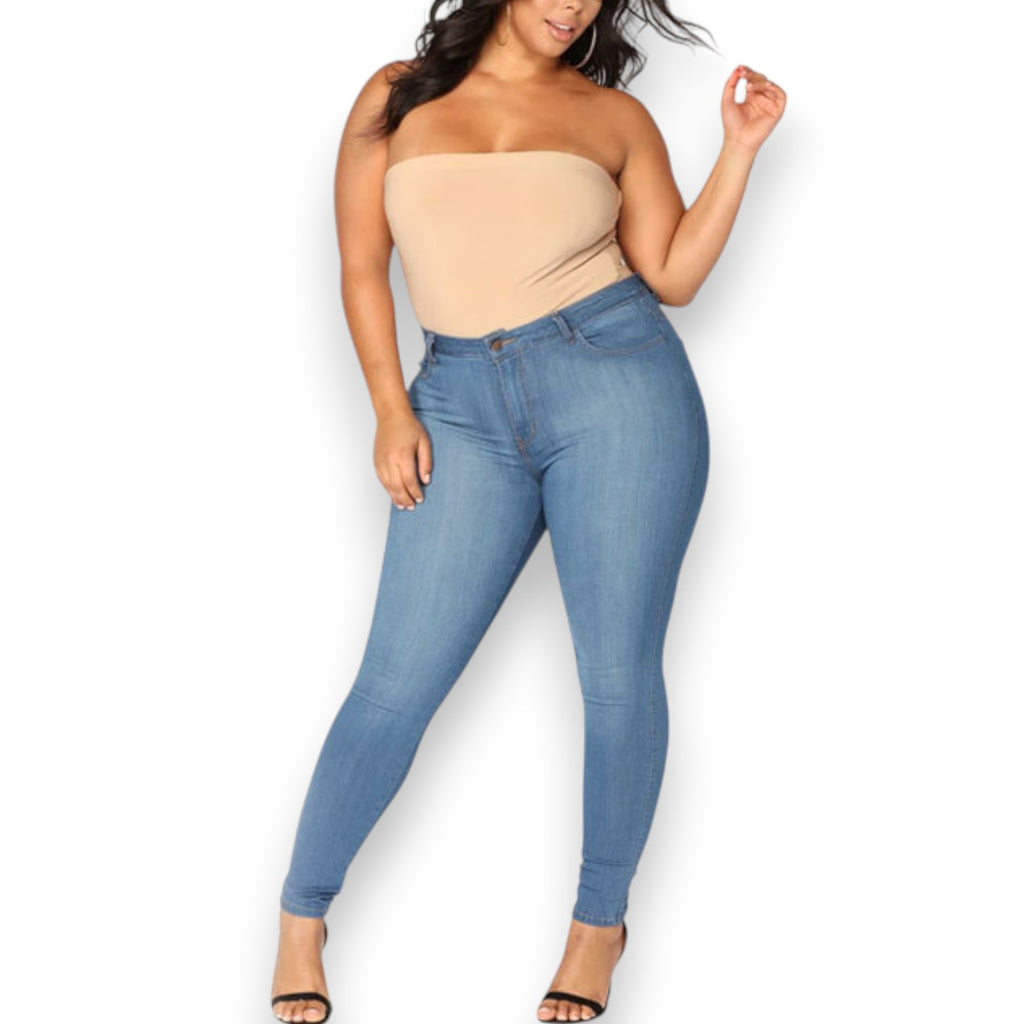 Pantaloni Skinny in Denim Elasticizzato Taglie Comode - Etnicool