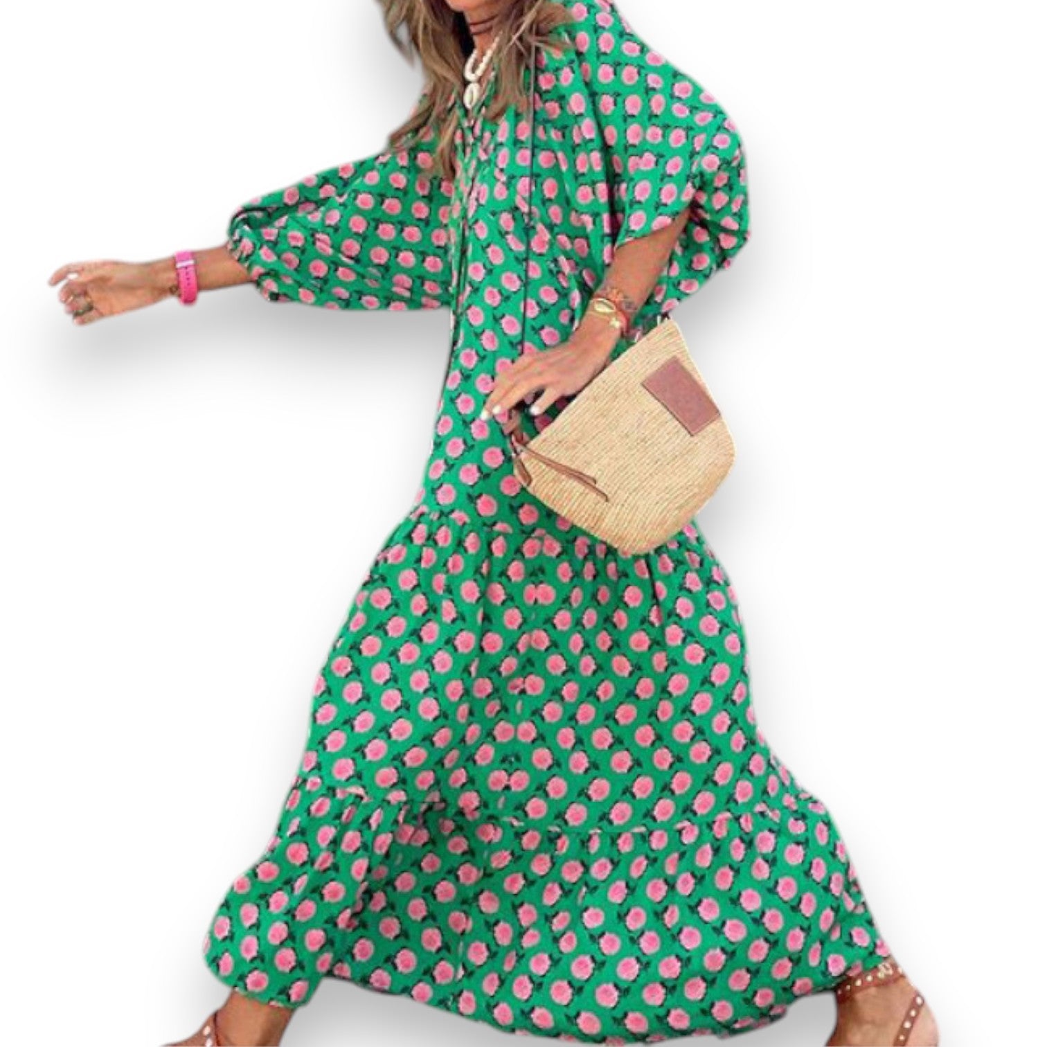 Vestido Largo Bohemio de Verano con Estampado Vintage