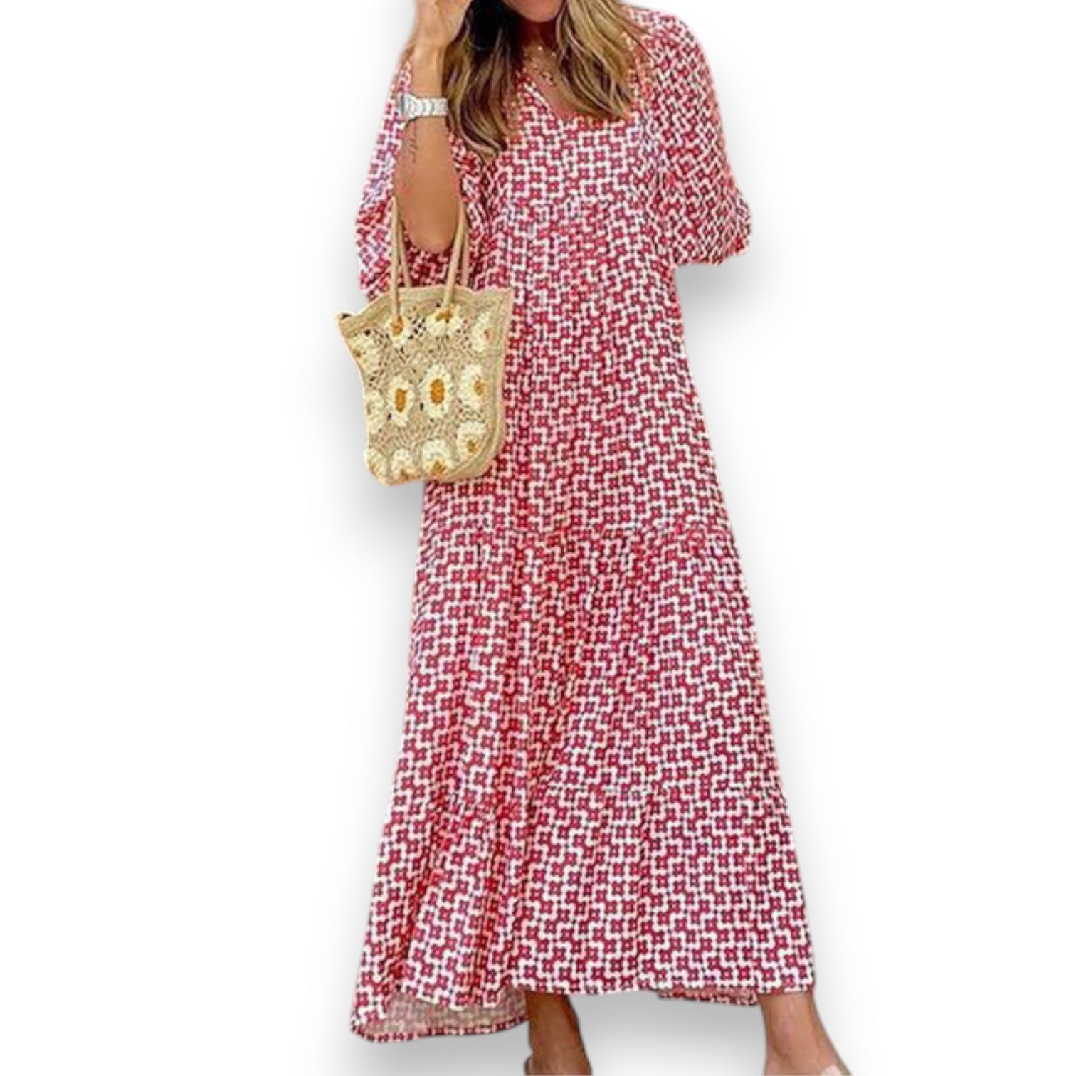 Vestido Largo Bohemio de Verano con Estampado Vintage