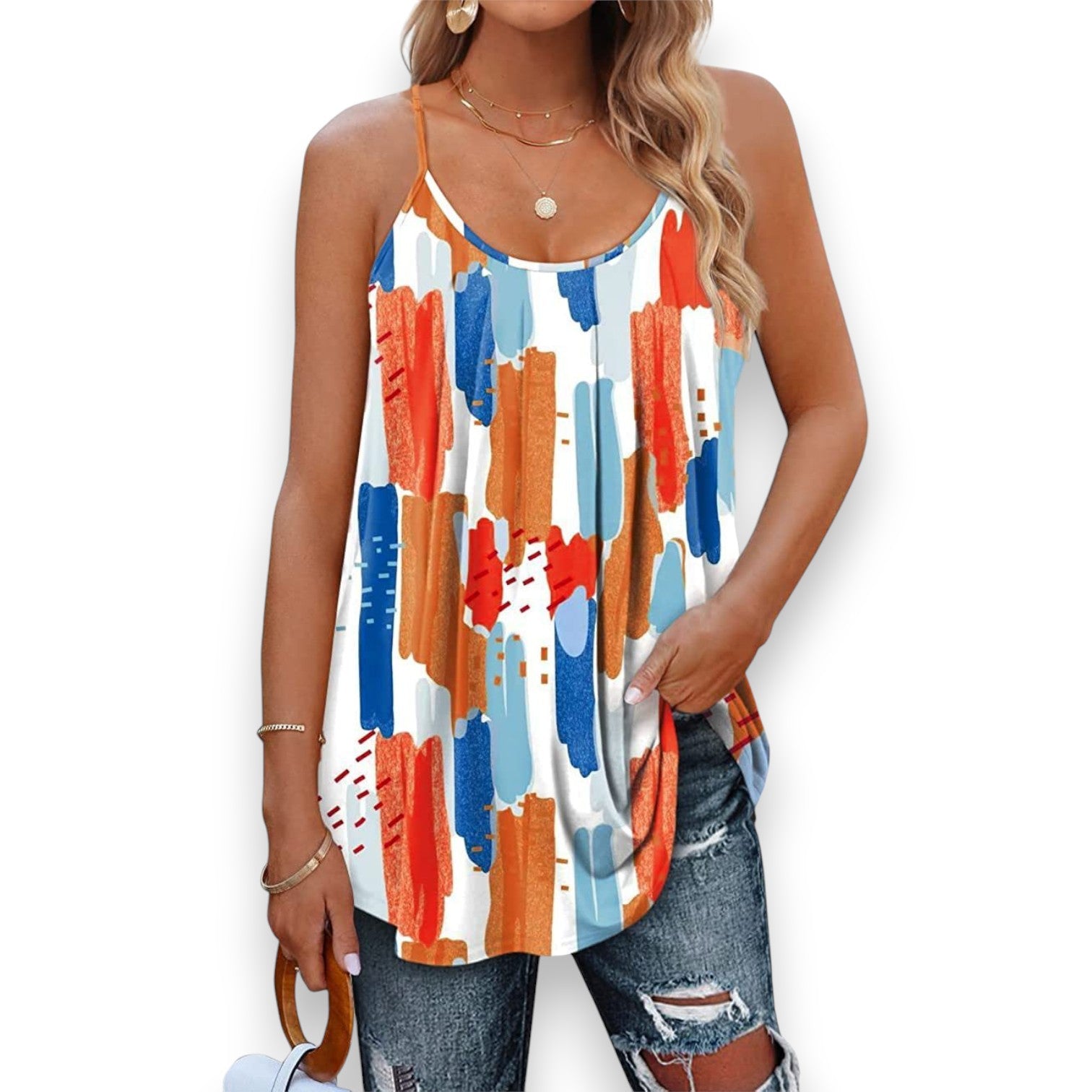 Top a Spalline Sottili con Pieghe - Etnicool