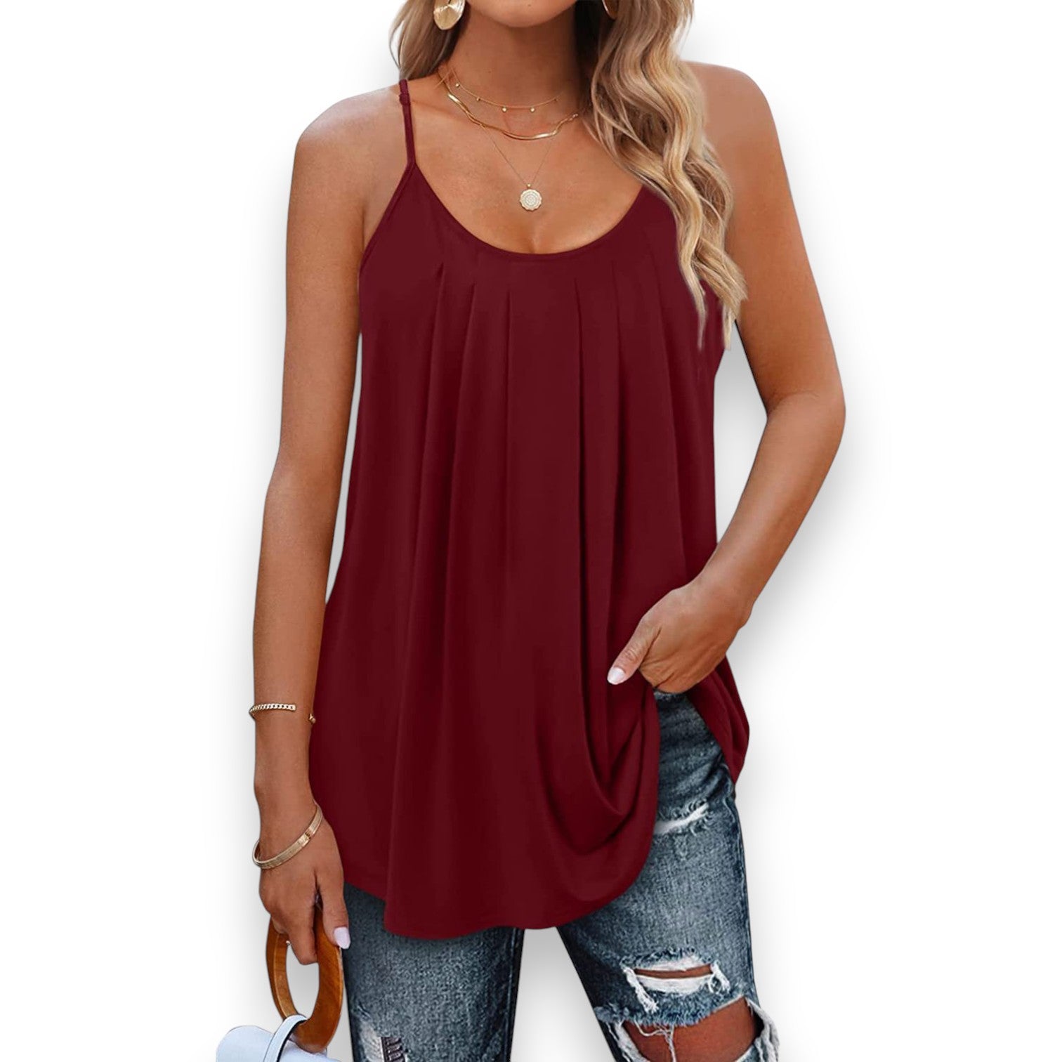 Top a Spalline Sottili con Pieghe - Etnicool