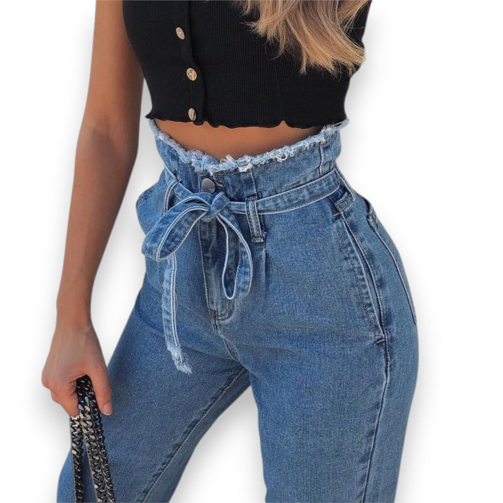 Jeans a Vita Alta Stile Skinny Lavati - Etnicool
