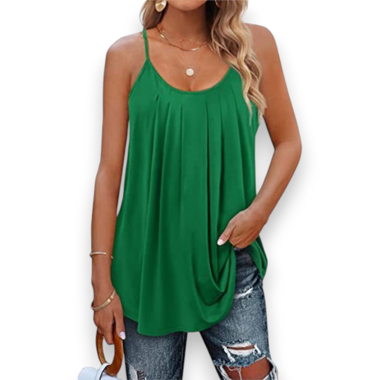 Top a Spalline Sottili con Pieghe - Etnicool