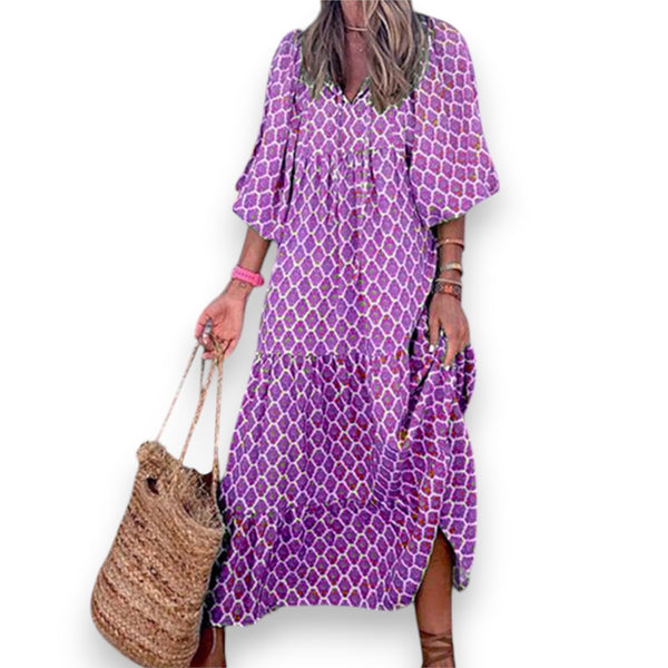 Vestido Largo Bohemio de Verano con Estampado Vintage