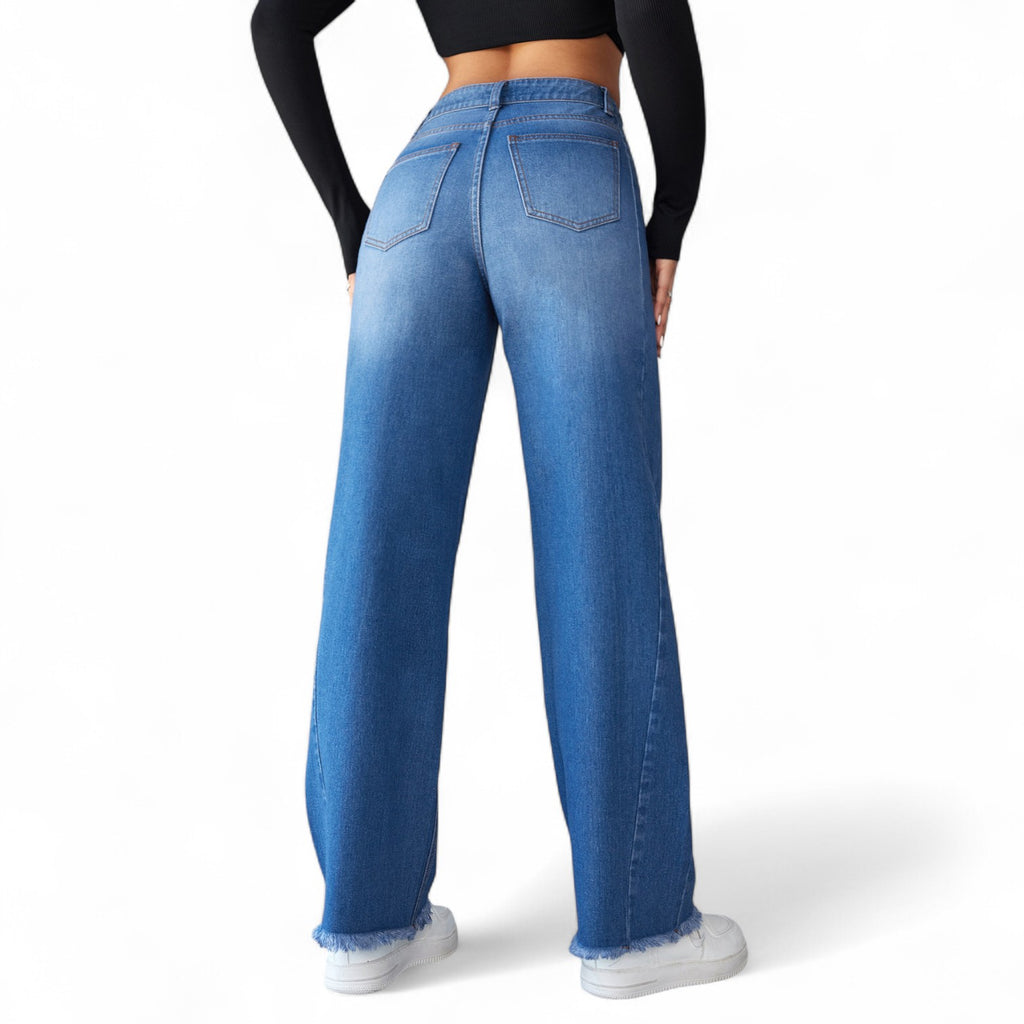 Jeans a Gamba Larga a Vita Alta - Etnicool