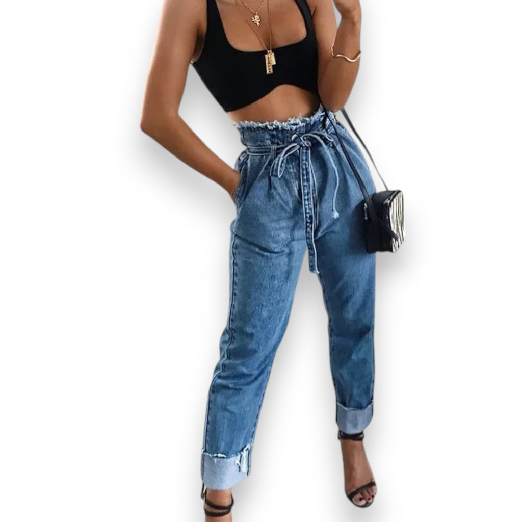 Jeans a Vita Alta Stile Skinny Lavati - Etnicool