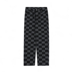 Jeans de Jacquard con Estampado de Cuadros