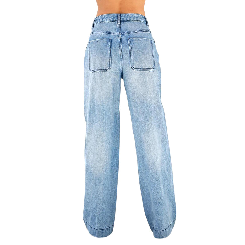 Jeans a Gamba Larga e Vita Alta - Etnicool