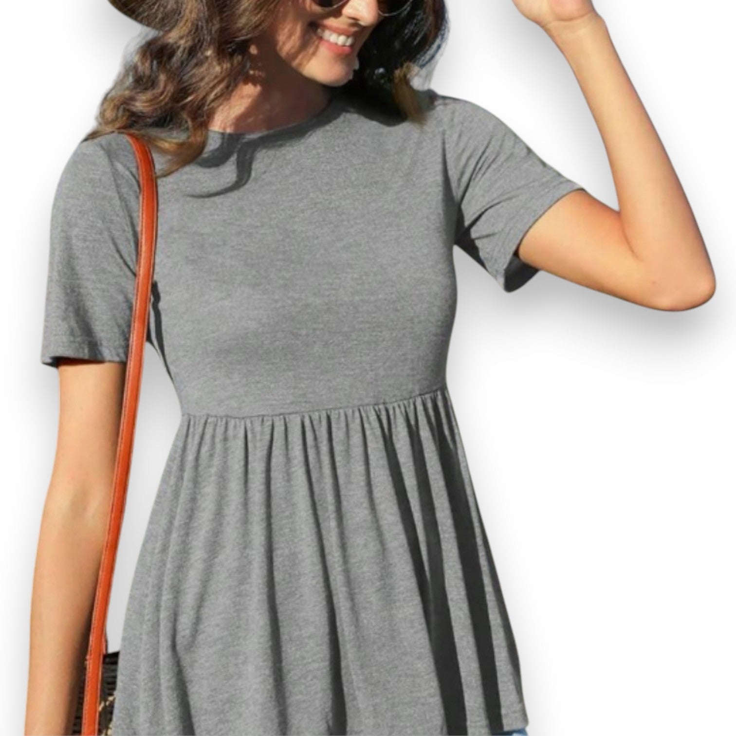 T-Shirt da Donna a Maniche Corte con Volant sull'Orlo - Etnicool