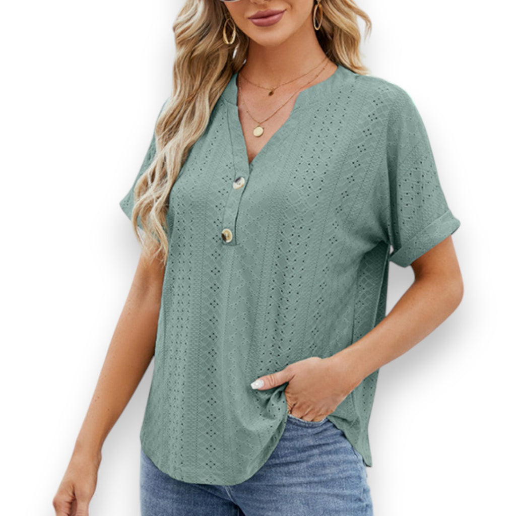T-shirt a Maniche Corte con Collo a V - Etnicool