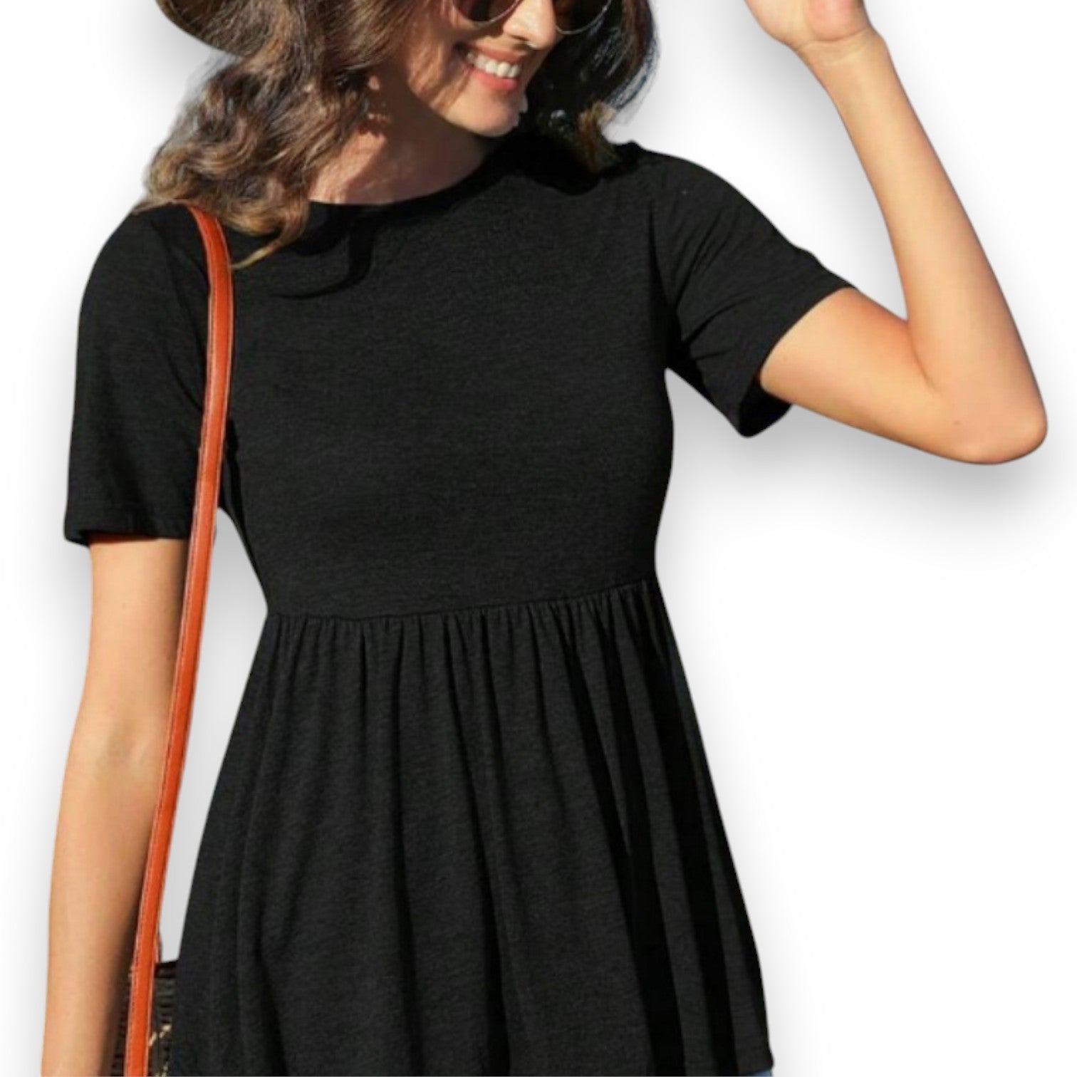 T-Shirt da Donna a Maniche Corte con Volant sull'Orlo - Etnicool